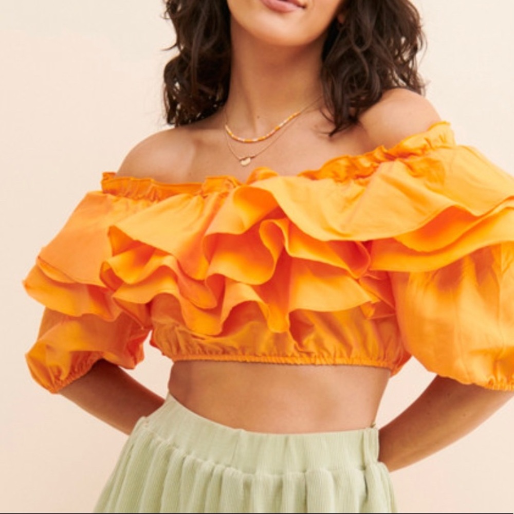 Orange Vera Moda Ruffle Crop Top